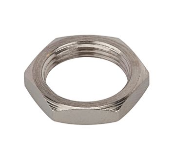 Hexagonal counter nut, M12x0.75, nickel-plated brass