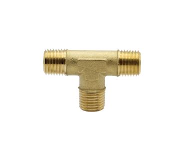 T-piece, exterior/exterior/exterior, R 1/8, AF 10, Bright brass