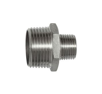 Double threaded nipple, reducing, Hexagonal, R 1/4, R 1/8, AF 15