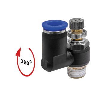 Throttle check valve »Blue Series«, Supply air throttle, R 1/4 o.