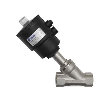 Angle seat valve, Piston drive, NC, Stainless steel, G 1/2