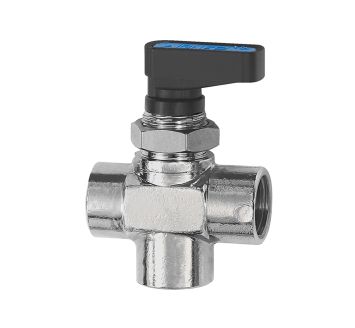 3-way mini ball valve, L-hole, Brass chrome plated, G 1/8 IT