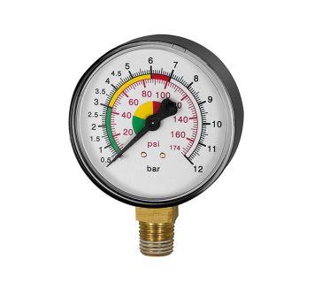 Pressure gauge Ø 63 mm, uncalibrated, connection bottom