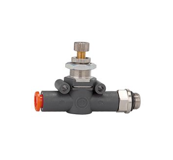 Unidir. flow contr.valve Flow one-sided, hose-thread M5 hose Ø4