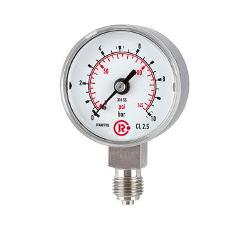 Standard pressure gauge, CrNi steel, G 1/4, 0 - 1 bar, Ø 40