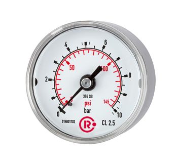 Standard pressure gauge, CrNi steel, G 1/4, 0 - 1 bar, Ø 40