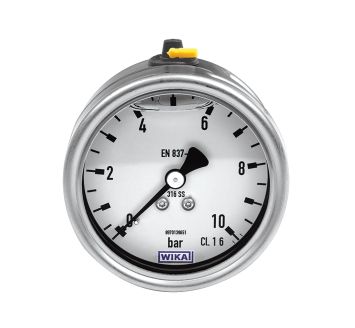 Glycerine pressure gauge, CrNi steel, G 1/4, -1 / 0 bar, Ø 63