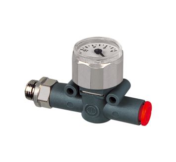 Pressure gauge, Thread (inlet) - hose (outlet), M5, hose Ø 4