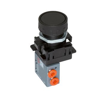 3/2-way miniature valve, manual, Push button, NC, 4 mm side