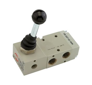 3/2-way valve, man. 90° lever monostable, G1/8