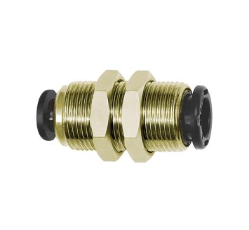 Straight push-in bulkhead connector reducing »click-clock«, M13x1