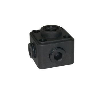 Air distributor socket, Plastic, black, 5 x G 1/2 IT