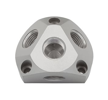 Air distributor socket, Aluminium, Input G 1/2, Output 3x G 1/2