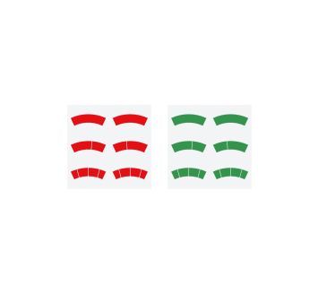 Adhesive label set, red and green circular arcs, for Ø-63
