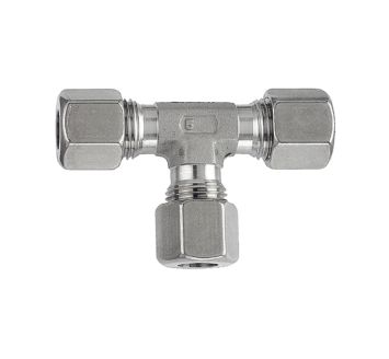 T-fitting, Pipe exterior Ø 6 mm, Stainless steel 1.4571