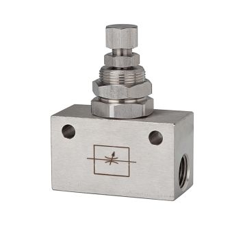 Throttle valve, in block shape, Stainless steel 1.4404, G 1/8