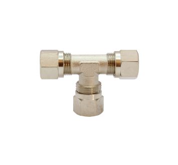 T-fitting, Pipe exterior Ø 4 mm, AF 9, nickel-plated brass