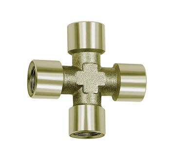 Cross-piece, 4 x interior, G 1/8, AF 10, nickel-plated brass