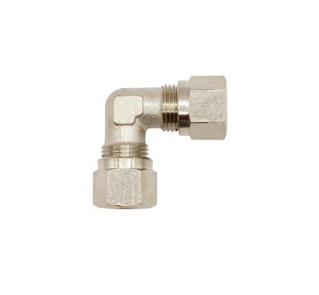 Angled fitting, Pipe exterior Ø 4 mm, nickel-plated brass