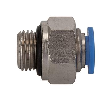 Straight push-in fitting »Blue Series« mini, M5 o., hose ext. Ø 3