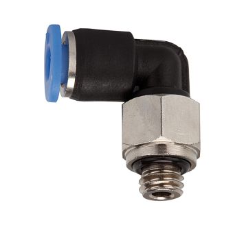 Push-in L-fitting »Blue Series« mini, rotating, M3