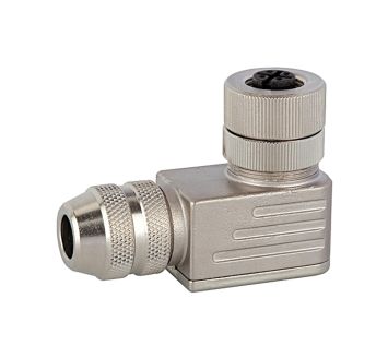 M12 angled line socket, 5-pole, with screw clamps