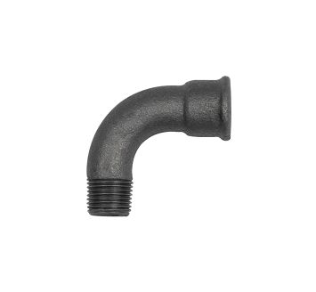 Bogen 1, 90°, lang, Rp 1/4 i., R 1/4 a., Temperguss schwarz