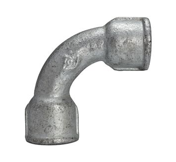 Bogen 2, lang, 90°, IG/IG, Rp 1/4, schw. Temperguss feuerverz.