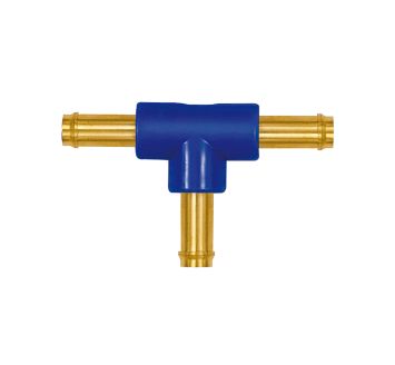 T-hose fitting supports, for hose I.D. 3 mm, brass and POM