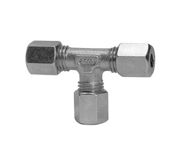 T-fitting, Pipe exterior Ø 6 mm, AF1 14, AF2 12, galvanised steel