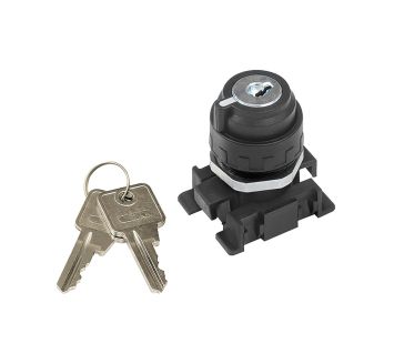 Lockable 2 position switch with key removal in all positions
