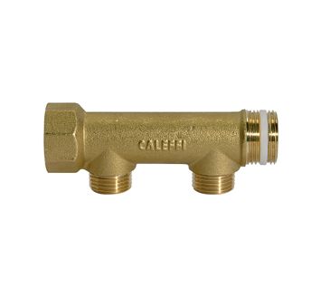 Distributor pipe, 2 outlets, Input 2x3/4, Output 2x1/2 ET, Brass