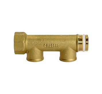 Distributor pipe, 2 outlets, Input 2x3/4, Output 2x1/2 IT, Brass