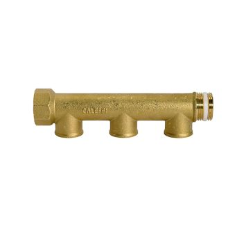 Distributor pipe, 3 outlets, Input 2x3/4, Output 3x1/2 IT, Brass
